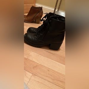 Black tie booties with heel size 7